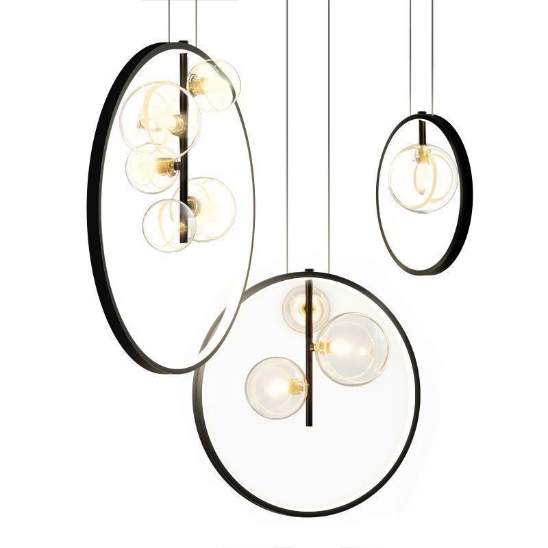 Lampadario a sospensione nordico in vetro con bolle, a cerchio, moderno