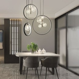 Lampadario a sospensione nordico in vetro con bolle, a cerchio, moderno