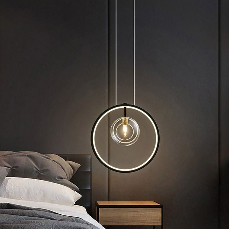 Lampadario a sospensione nordico in vetro con bolle, a cerchio, moderno