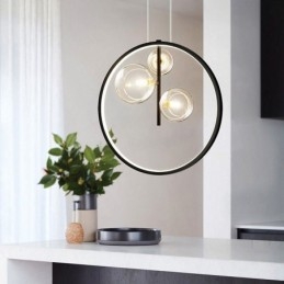 Lampadario a sospensione nordico in vetro con bolle, a cerchio, moderno