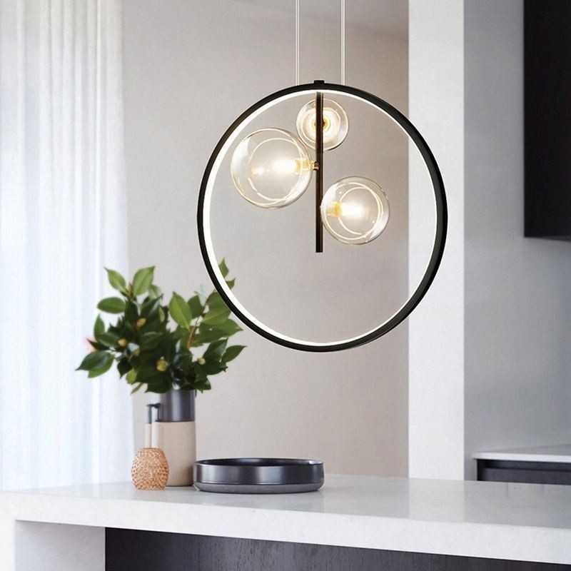 Lampadario a sospensione nordico in vetro con bolle, a cerchio, moderno