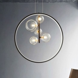 Lampadario a sospensione nordico in vetro con bolle, a cerchio, moderno