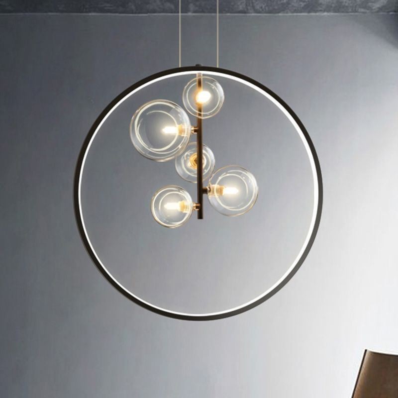 Lampadario a sospensione nordico in vetro con bolle, a cerchio, moderno