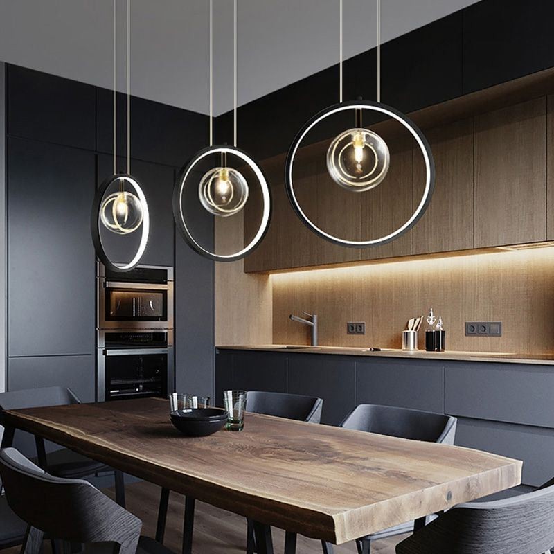 Lampadario a sospensione nordico in vetro con bolle, a cerchio, moderno