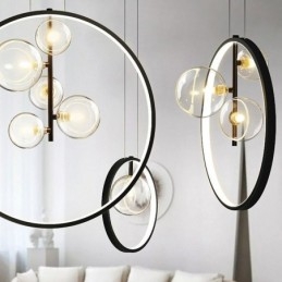 Lampadario a sospensione nordico in vetro con bolle, a cerchio, moderno