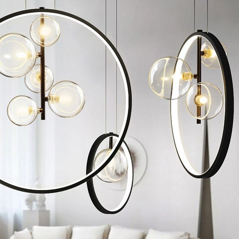 Lampadario a sospensione nordico in vetro con bolle, a cerchio, moderno