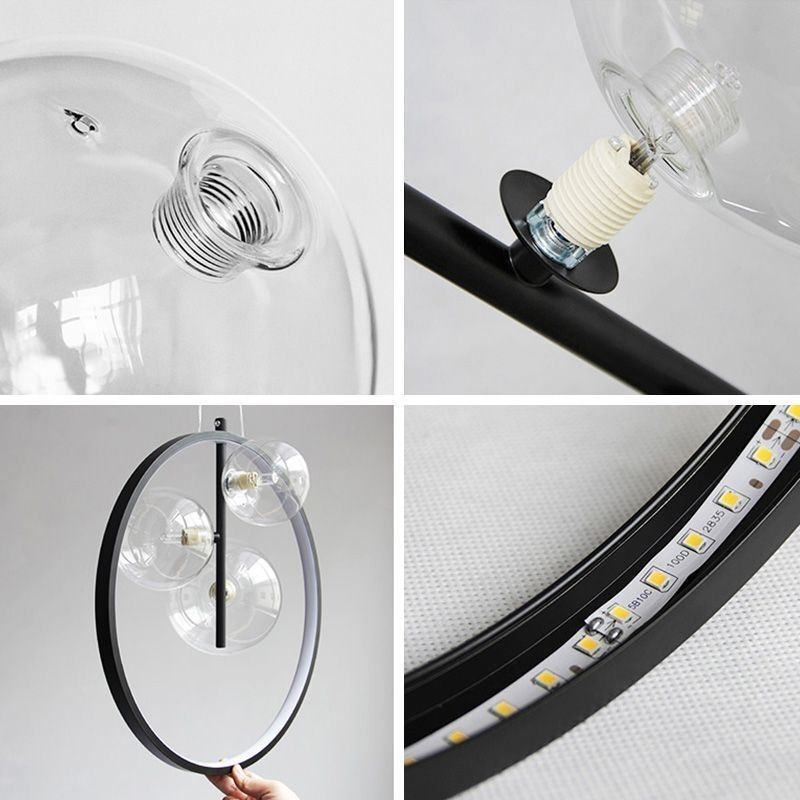 Lampadario a sospensione nordico in vetro con bolle, a cerchio, moderno