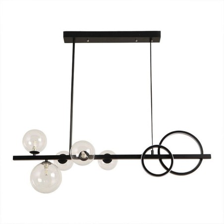 Lampada a sospensione moderna a bolle di vetro nera 90x30 cm 7 luci G9+LED