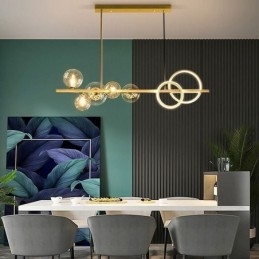 Lampada a sospensione moderna a bolle di vetro nera 90x30 cm 7 luci G9+LED