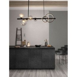 Lampada a sospensione moderna a bolle di vetro nera 90x30 cm 7 luci G9+LED