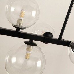 Lampada a sospensione moderna a bolle di vetro nera 90x30 cm 7 luci G9+LED
