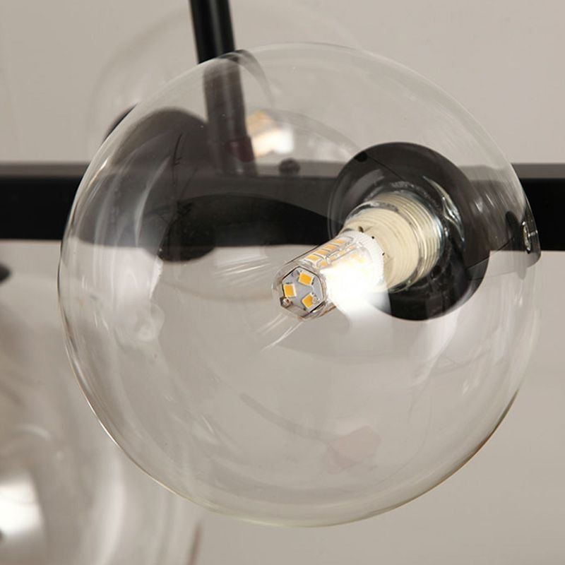 Lampada a sospensione moderna a bolle di vetro nera 90x30 cm 7 luci G9+LED