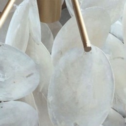 Lampadario a sospensione rotondo a strati con conchiglia naturale