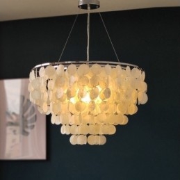 Lampadario a sospensione Capiz rotondo a strati naturale E26/E27