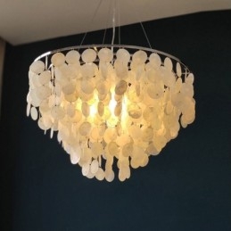 Lampadario a sospensione Capiz rotondo a strati naturale E26/E27