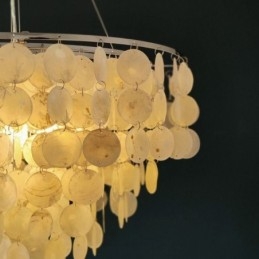 Lampadario a sospensione Capiz rotondo a strati naturale E26/E27