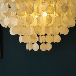 Lampadario a sospensione Capiz rotondo a strati naturale E26/E27