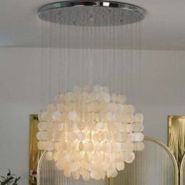 Lampada a sospensione a conchiglia moderna, 3 luci E12/E14, 40×60 cm