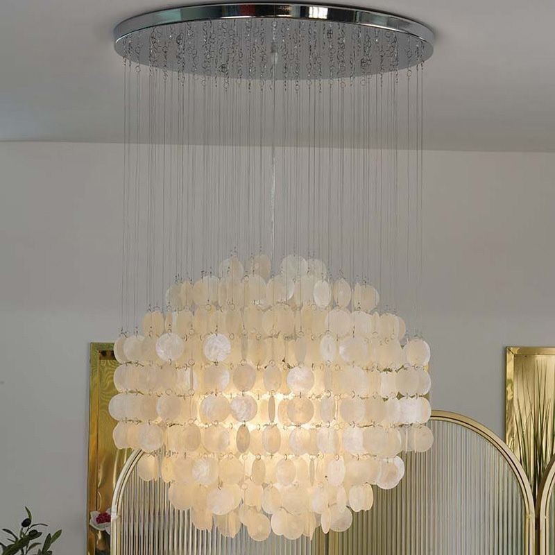 Lampada a sospensione a conchiglia moderna, 3 luci E12/E14, 40×60 cm