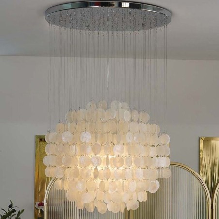 Lampada a sospensione a conchiglia moderna, 3 luci E12/E14, 40×60 cm