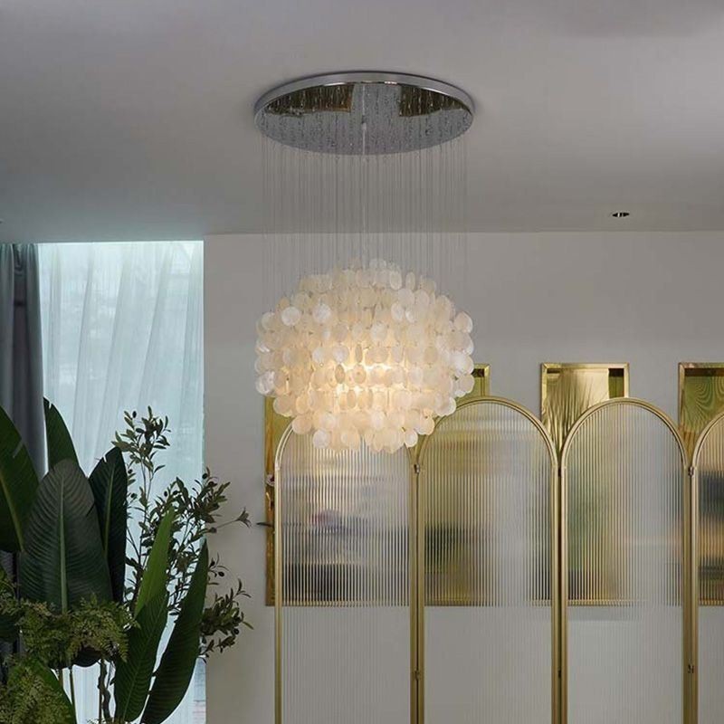 Lampada a sospensione a conchiglia moderna, 3 luci E12/E14, 40×60 cm