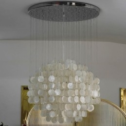 Lampada a sospensione a conchiglia moderna, 3 luci E12/E14, 40×60 cm