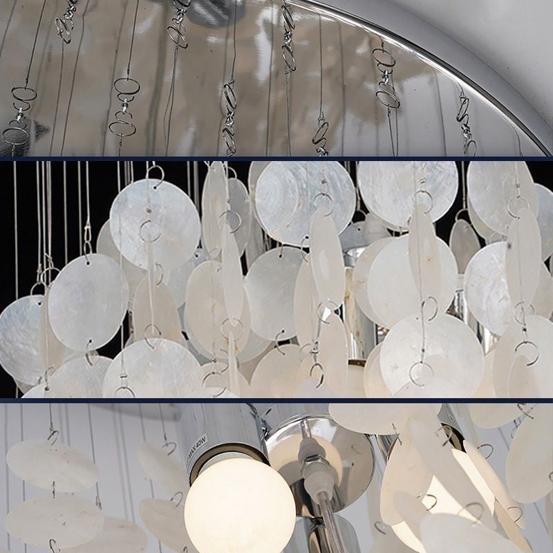 Lampada a sospensione a conchiglia moderna, 3 luci E12/E14, 40×60 cm