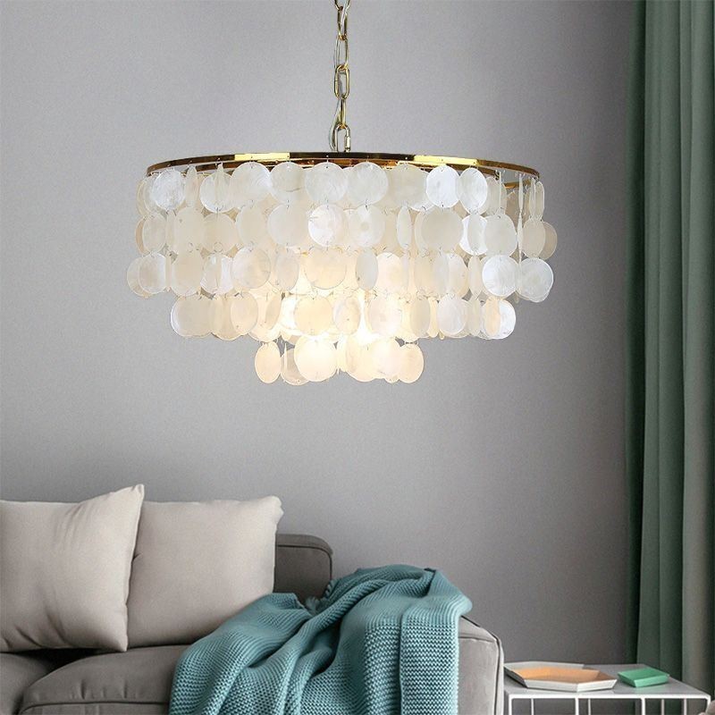 Lampada a sospensione a conchiglia in stile europeo E26/E27, catena regolabile