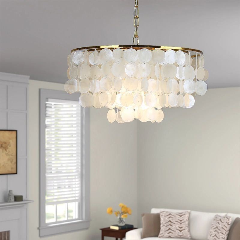 Lampada a sospensione a conchiglia in stile europeo E26/E27, catena regolabile