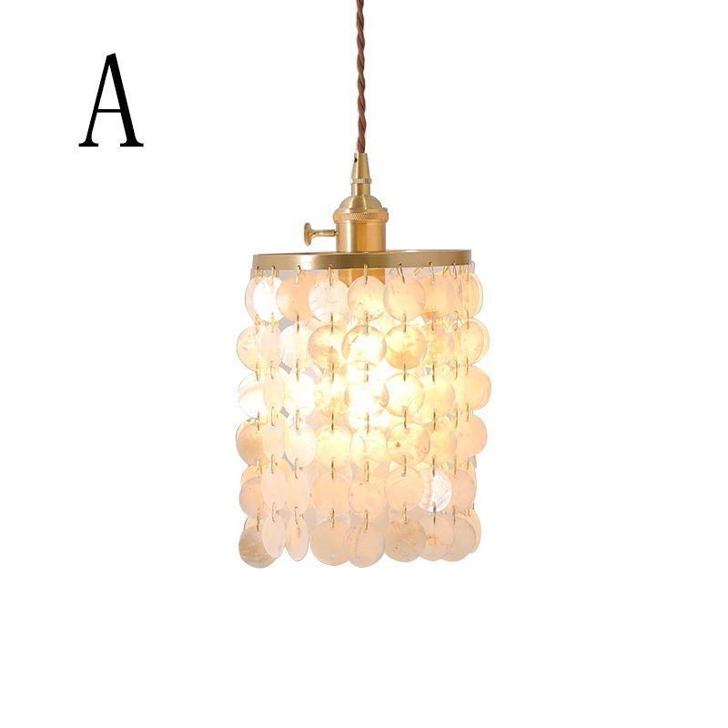 Lampada a sospensione classica moderna con paralume in conchiglia bianca 17x22 cm E26/E27