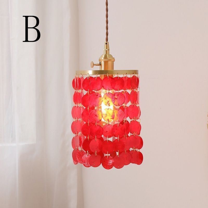 Lampada a sospensione classica moderna con paralume in conchiglia bianca 17x22 cm E26/E27