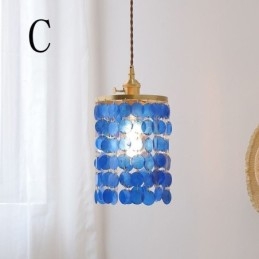 Lampada a sospensione classica moderna con paralume in conchiglia bianca 17x22 cm E26/E27