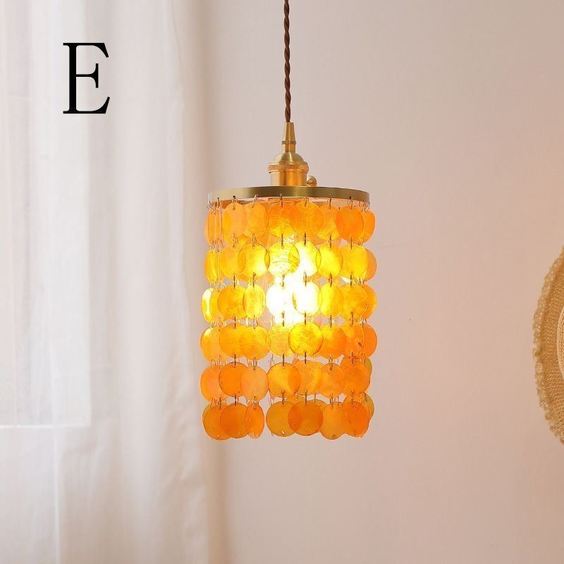Lampada a sospensione classica moderna con paralume in conchiglia bianca 17x22 cm E26/E27