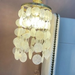 Lampada a sospensione classica moderna con paralume in conchiglia bianca 17x22 cm E26/E27