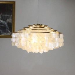 Lampadario a sospensione moderno a goccia di pioggia con paralume in conchiglia bianca, 3 luci E26/E27