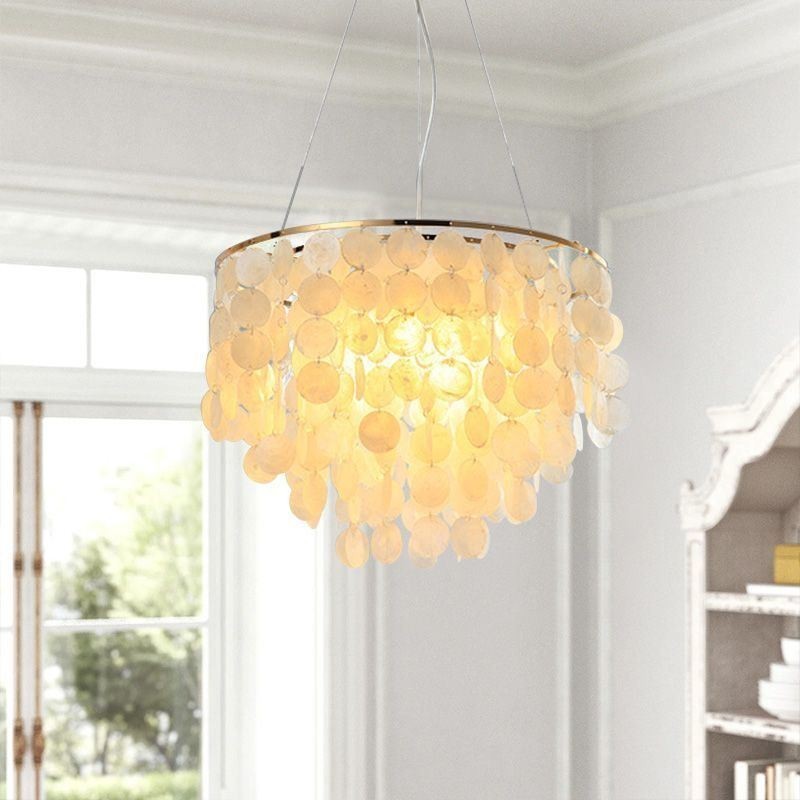 Lampadario a sospensione moderno a conchiglia bianca