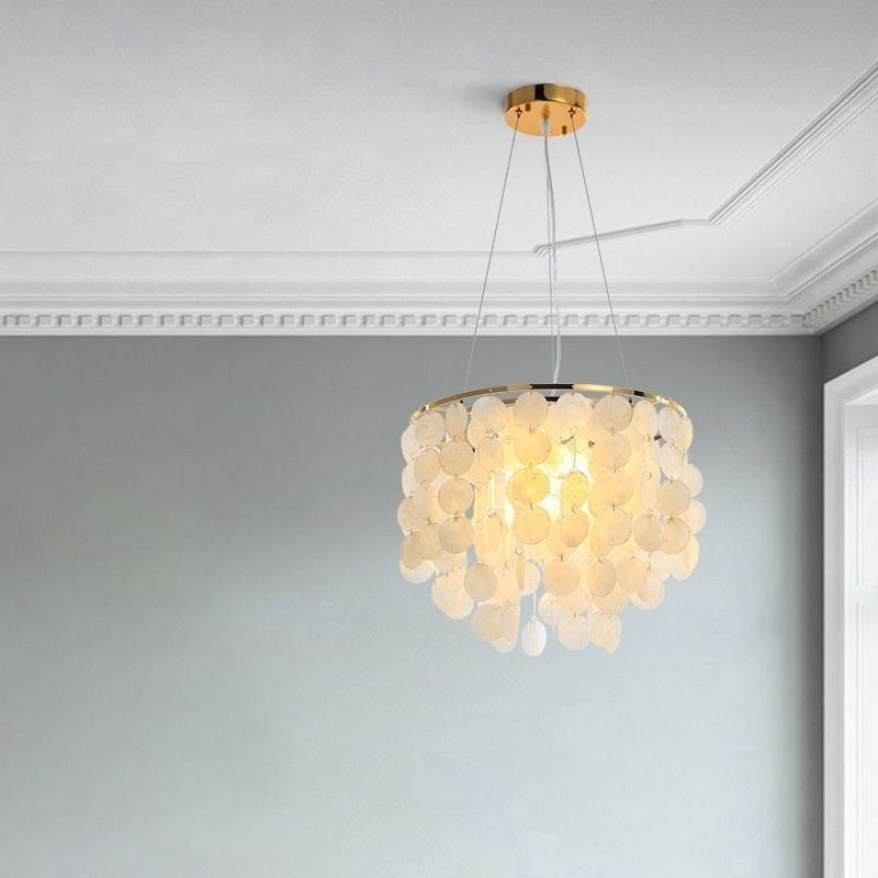 Lampadario a sospensione moderno a conchiglia bianca