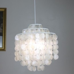Lampada a sospensione classica moderna con paralume a conchiglia bianca