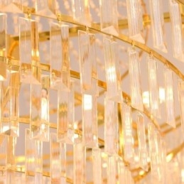 Lampada a sospensione in cristallo dorato a 4 livelli, 7 luci, 60 x 42 cm