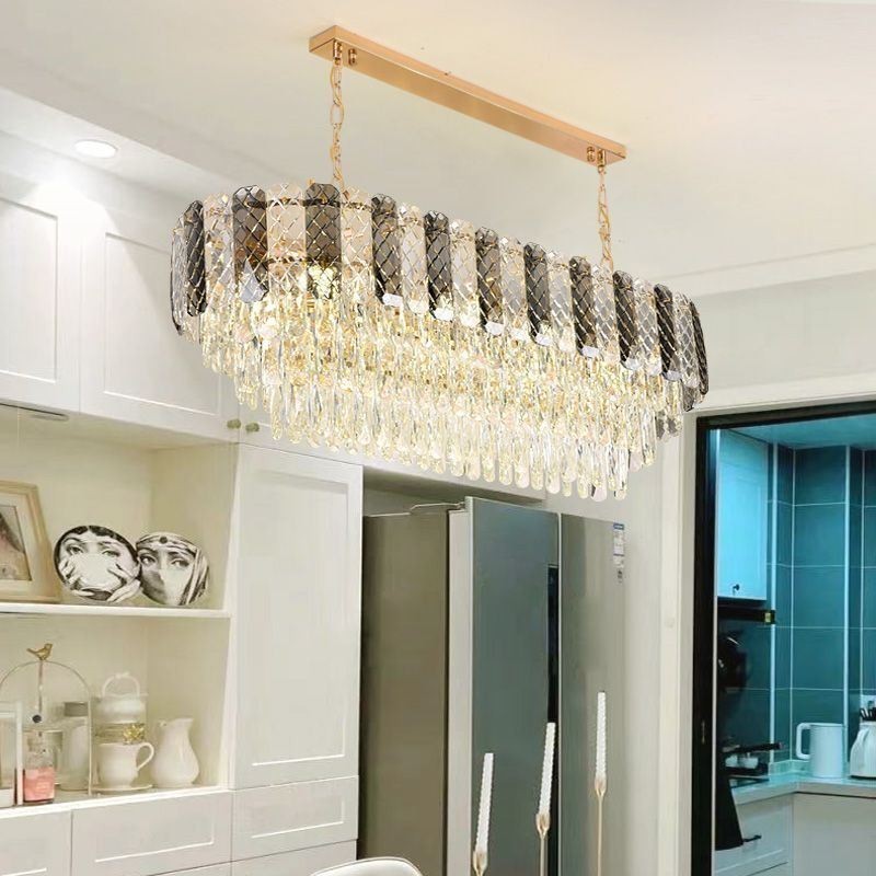 Lampadario a sospensione moderno in cristallo ovale di lusso