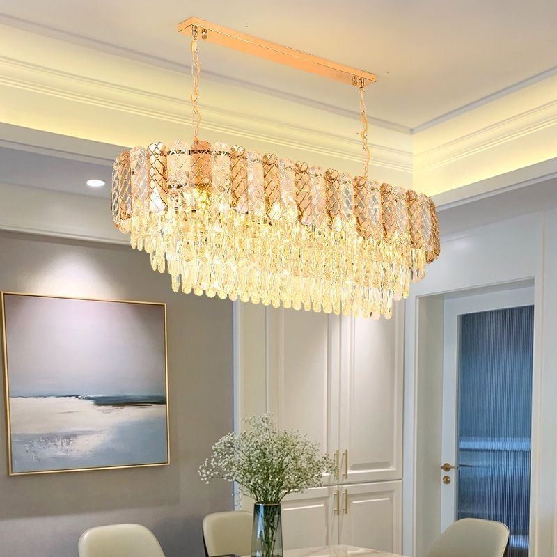 Lampadario a sospensione moderno in cristallo ovale di lusso