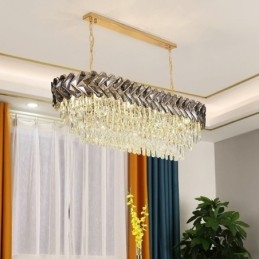 Lampada a sospensione ovale in cristallo europeo 6 luci E12/E14