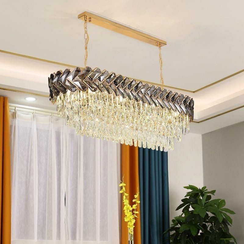 Lampada a sospensione ovale in cristallo europeo 6 luci E12/E14