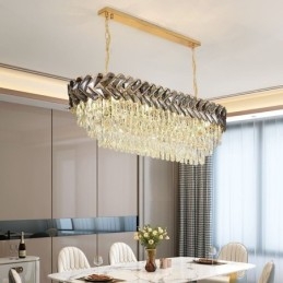 Lampada a sospensione ovale in cristallo europeo 6 luci E12/E14