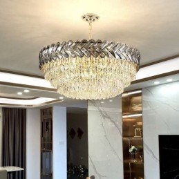 Lampada a sospensione in cristallo dorato