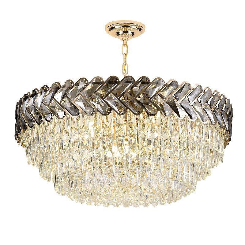 Lampada a sospensione in cristallo dorato