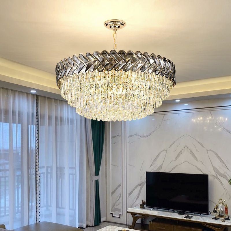 Lampada a sospensione in cristallo dorato
