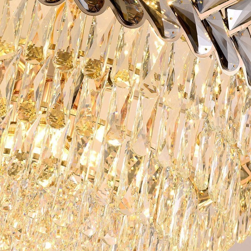 Lampada a sospensione in cristallo dorato