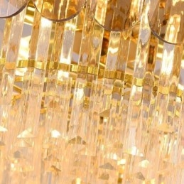 Lampadario a sospensione in cristallo dorato
