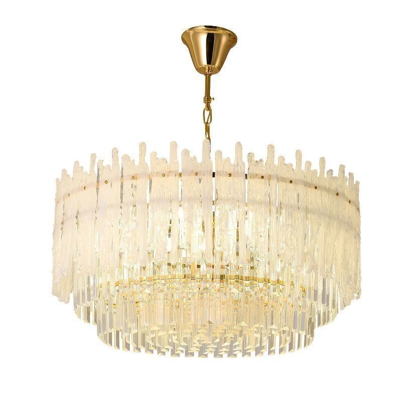 Lampada a sospensione rotonda in cristallo corallo